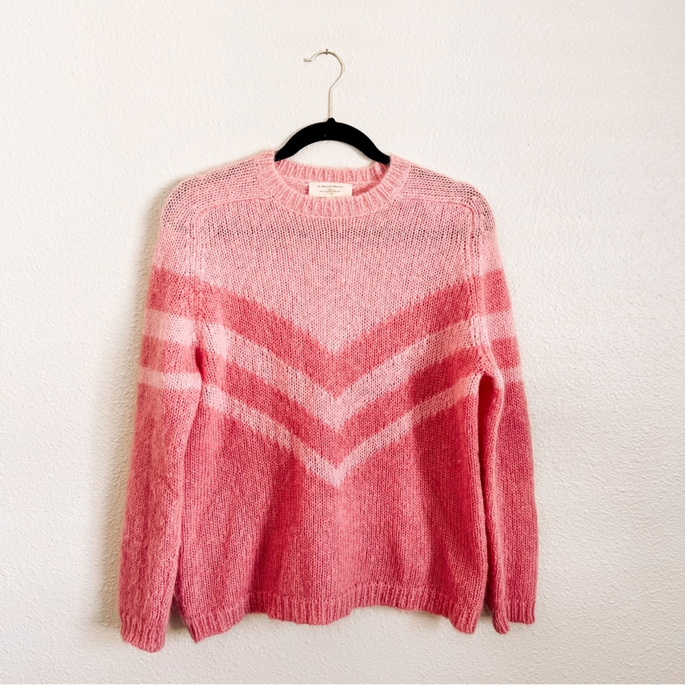 Sezane Pink Chevron Sweater